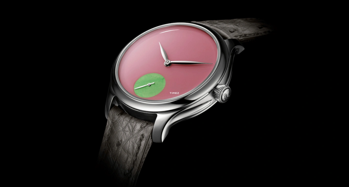 H. Moser & Cie,Endeavour 38mm,38mm,Stainless Steel,Pink Red,Green,Automatic,In-house Caliber,Round,1202,1202-1203