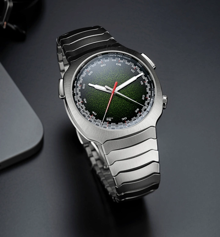 H. Moser & Cie,Streamliner 42.30mm,42.30mm,Stainless Steel,Green,Automatic,Flyback,72hours,6907,6907-1205