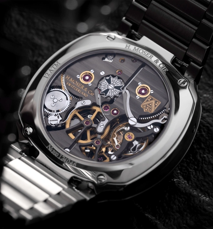H. Moser & Cie,Streamliner 42.30mm,42.30mm,Stainless Steel,Black,Handwound,Perpetual Calendar,Month,Day,Power Reserve Indicator,168hours,In-house Caliber,6812,6812-1200