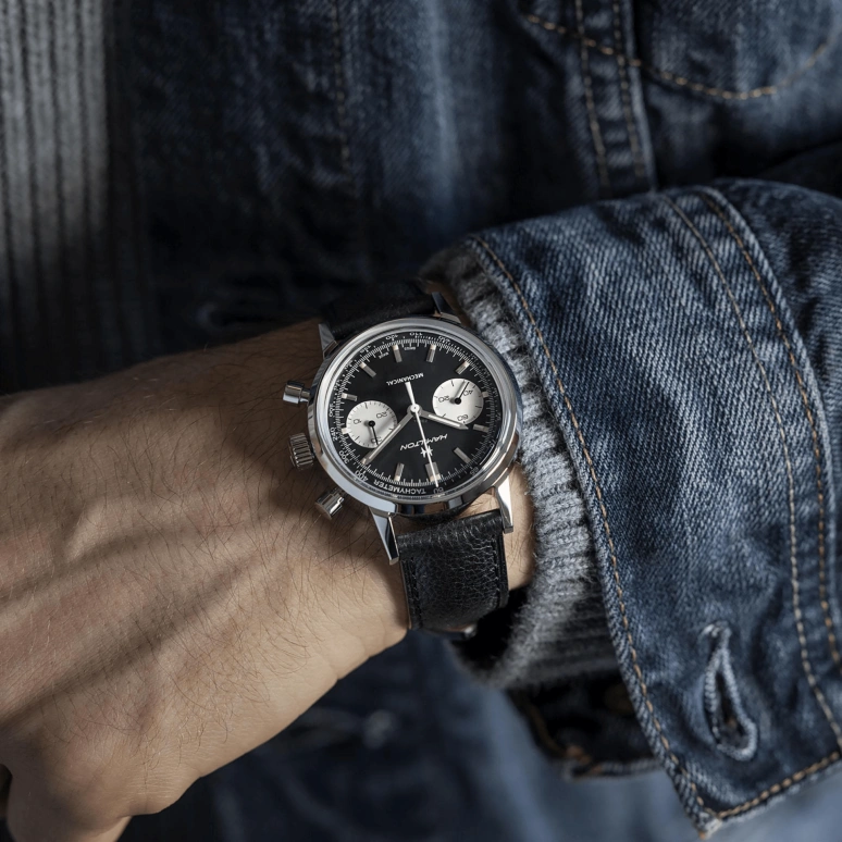 Hamilton,American Classic 40mm,40mm,Stainless Steel,Black,Handwound,Chronograph,Date,H38429730