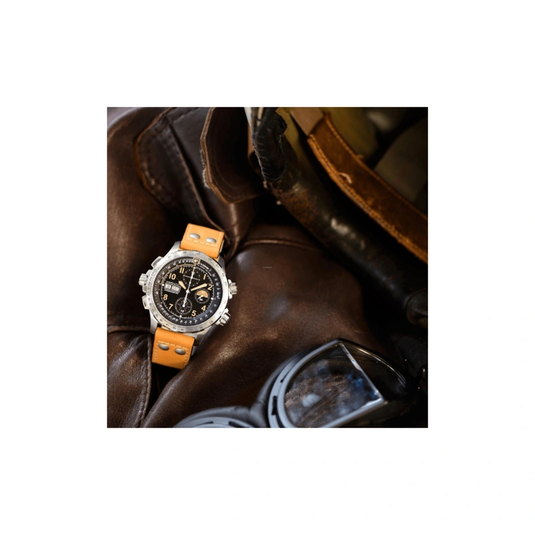 Hamilton,Khaki Aviation 45mm,45mm,Stainless Steel,Black,Automatic,Chronograph,Date,Day,H77796535