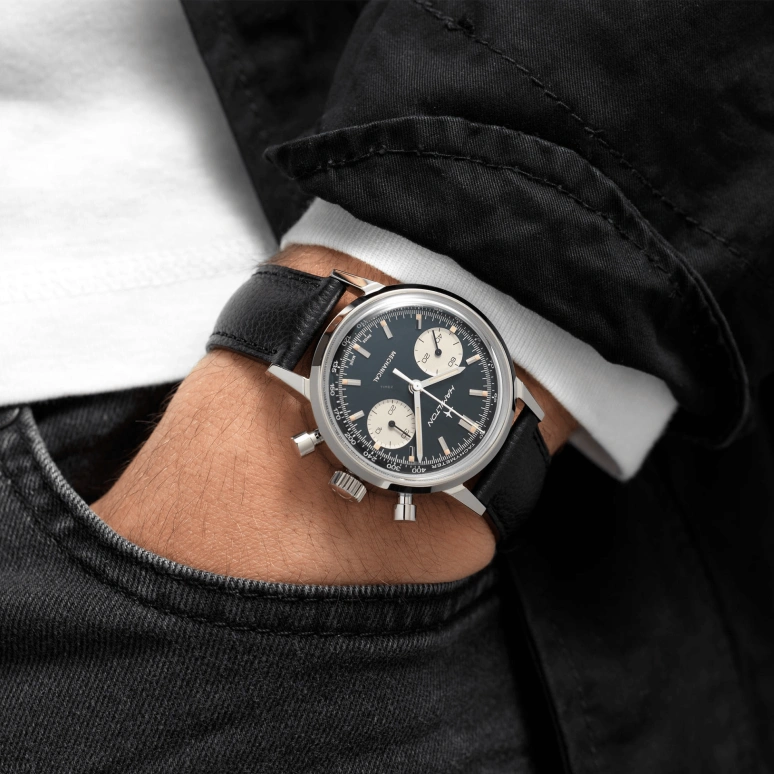 Hamilton,American Classic 40mm,40mm,Stainless Steel,Black,Handwound,Chronograph,Date,H38429730