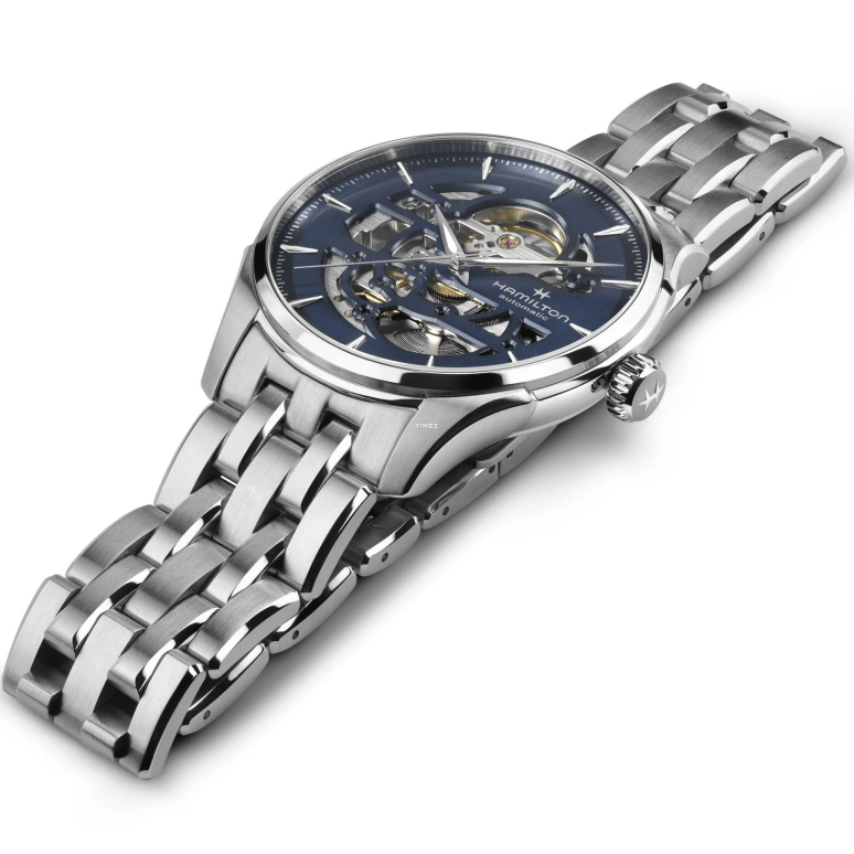 Hamilton,Jazzmaster 40mm,40mm,Stainless Steel,Skeleton,Blue,Automatic,Sapphire,Crystal Glass,Round,H42535141