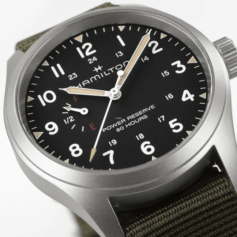 Hamilton,Khaki Field 40mm,40mm,Stainless Steel,Black,Handwound,Power Reserve Indicator,80hours,H69509930