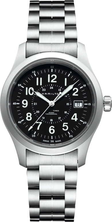 Hamilton,Khaki Field 40mm,40mm,Stainless Steel,Black,Handwound,Day,Dule Time,H69519133