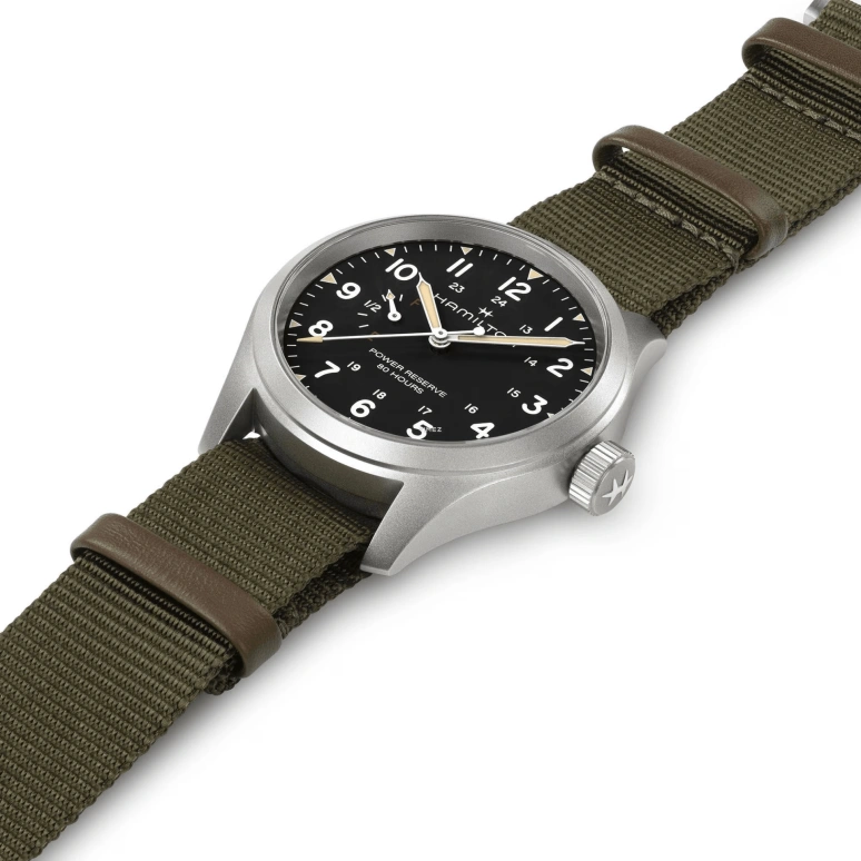 Hamilton,Khaki Field 40mm,40mm,Stainless Steel,Black,Handwound,Power Reserve Indicator,80hours,H69509930