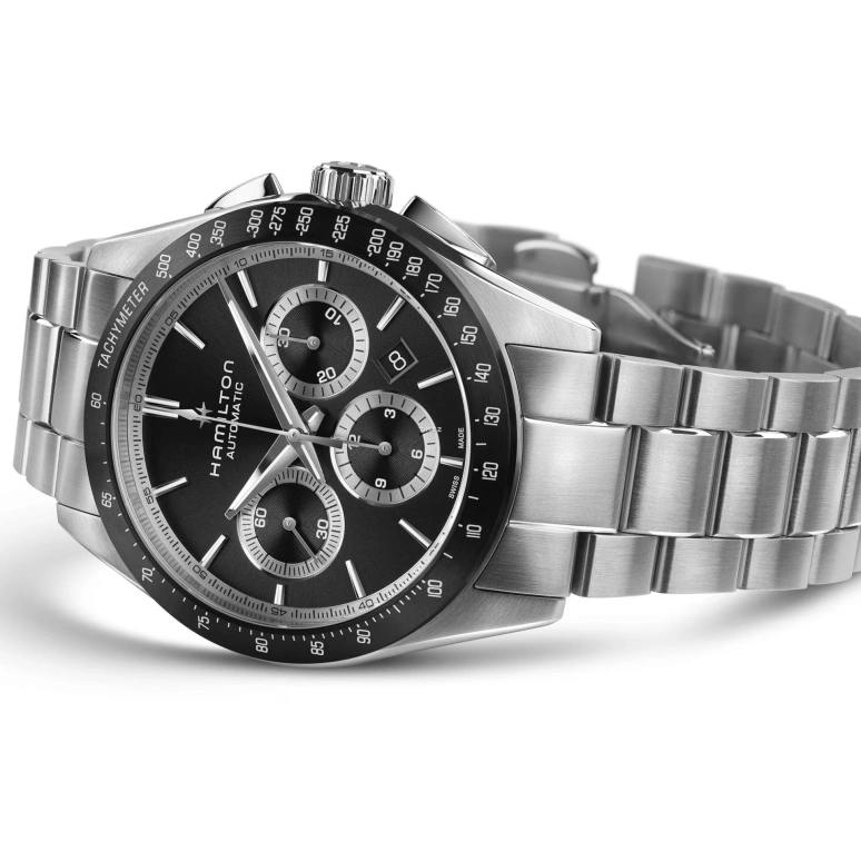 Hamilton,Jazzmaster 42mm,42mm,Stainless Steel,Black,Automatic,Chronograph,Day,H36606130