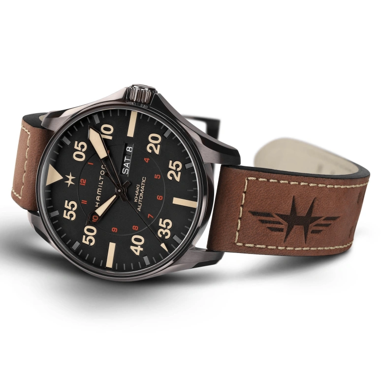 Hamilton,Khaki Aviation 46mm,46mm,Stainless Steel,Black,Automatic,Chronograph,Date,Day,H64705531