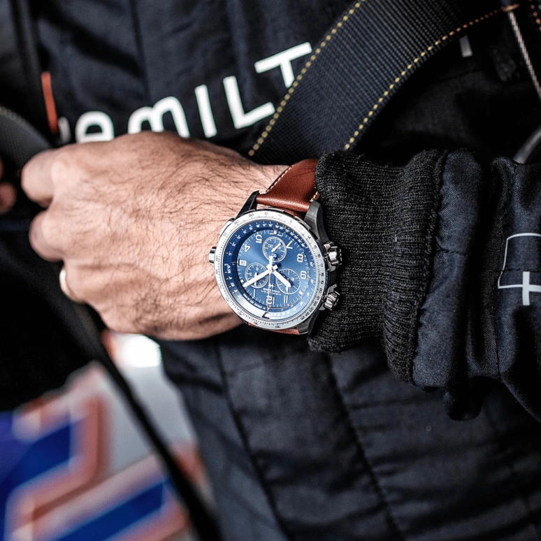 Hamilton,Khaki Aviation 46mm,46mm,Stainless Steel,Blue,Quartz,Chronograph,Date,Rattrapante,H77922541