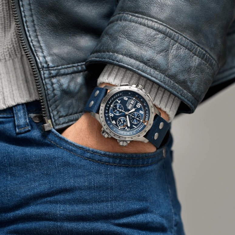 Hamilton,Khaki Aviation 45mm,45mm,Stainless Steel,Blue,Automatic,Chronograph,Date,Day,H77906940