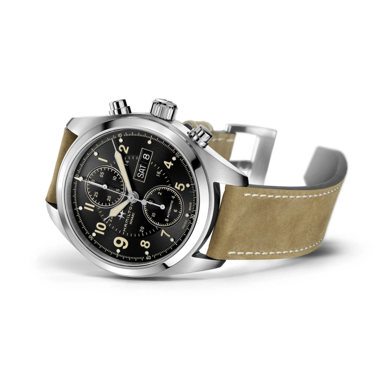 Hamilton,Khaki Field 42mm,42mm,Stainless Steel,Black,Automatic,Chronograph,Date,Day,H71616535