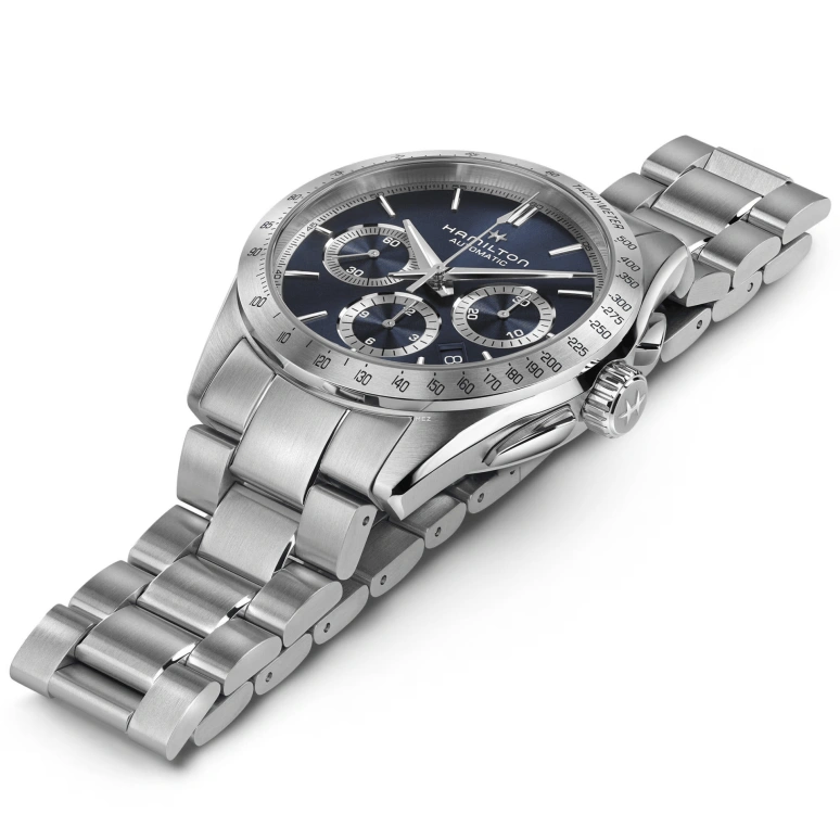 Hamilton,Jazzmaster 42mm,42mm,Stainless Steel,Blue,Automatic,Chronograph,Day,H36616140
