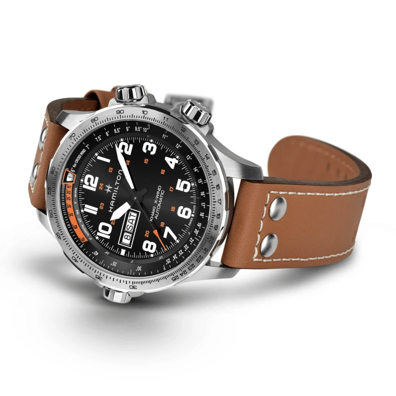 Hamilton,Khaki Aviation 45mm,45mm,Stainless Steel,Black,Automatic,Chronograph,Date,Day,H77755533