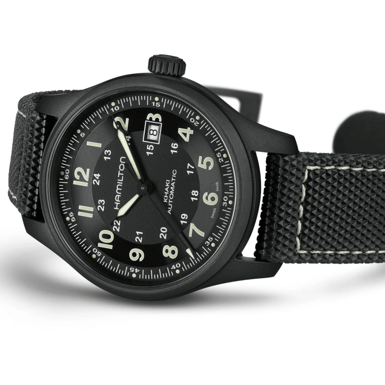 Hamilton,Khaki Field 42mm,42mm,Titanium,Black,Automatic,Date,80hours,H70575733