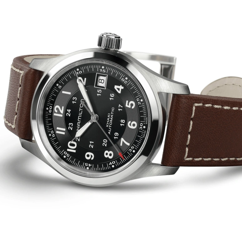 Hamilton,Khaki Field 38mm,38mm,Stainless Steel,Black,Automatic,Date,80hours,H70455533