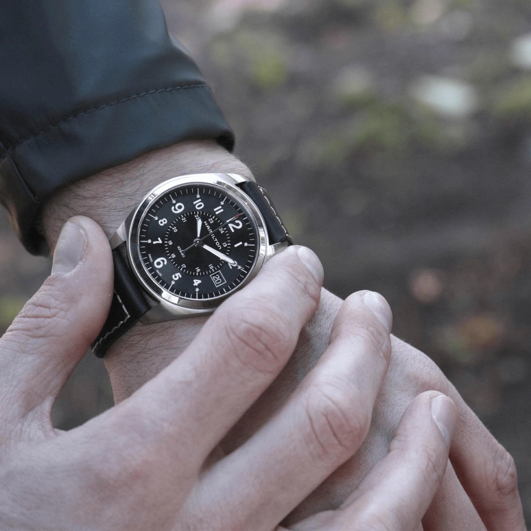 Hamilton,Khaki Field 40mm,40mm,Stainless Steel,Black,Quartz,Chronograph,Date,H68551733