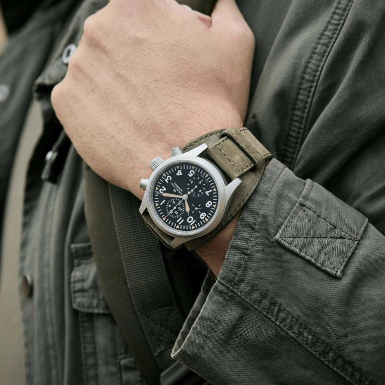Hamilton,Khaki Field 44mm,44mm,Stainless Steel,Black,Automatic,Chronograph,Date,Day,H71706830