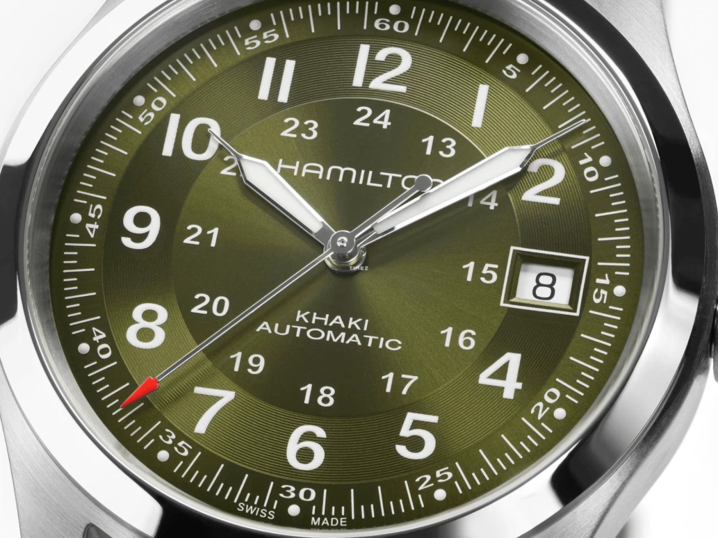 Hamilton,Khaki Field 38mm,38mm,Stainless Steel,Olive Green,Automatic,Day,80hours,H70455560