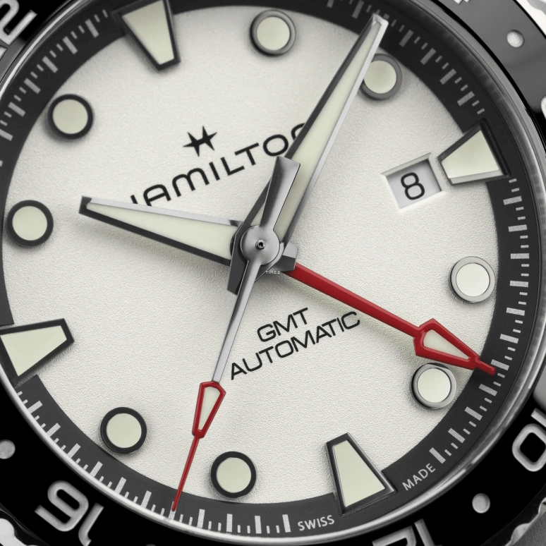 Hamilton,Khaki Navy 43mm,43mm,Stainless Steel,Cream,Automatic,Day,Dule Time,GMT,H82555150