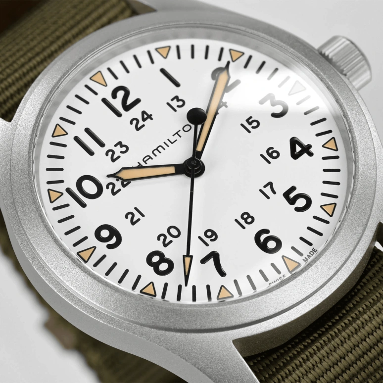 Hamilton,Khaki Field 42mm,42mm,Stainless Steel,White,Handwound,Day,80hours,H69529913