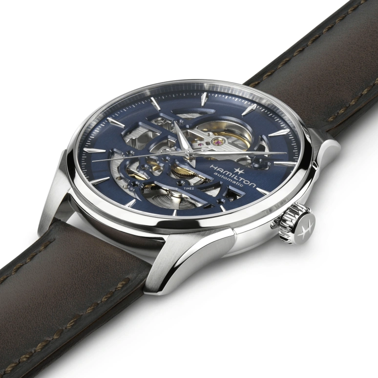 Hamilton,Jazzmaster 40mm,40mm,Stainless Steel,Blue,Skeleton,Automatic,Sapphire,Crystal Glass,Round,H42535541
