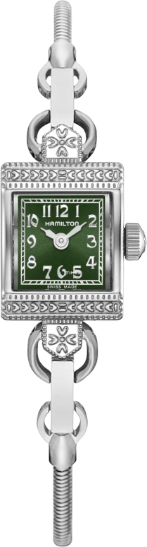 Hamilton,American Classic 15x19mm,15x19mm,Stainless Steel,Crystal,Green,Quartz,Sapphire,Square,H31271160