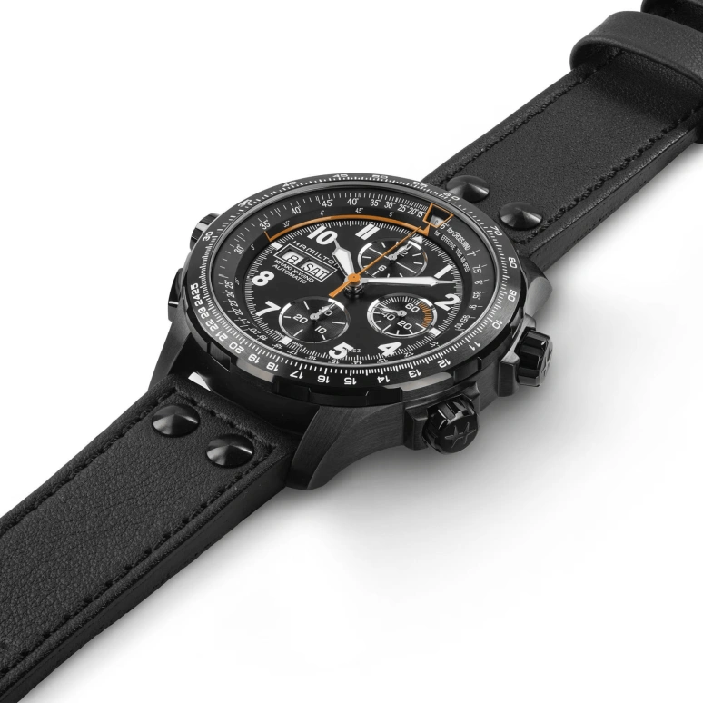 Hamilton,Khaki Aviation 45mm,45mm,Stainless Steel,Black,Automatic,Chronograph,Date,Day,H89736930