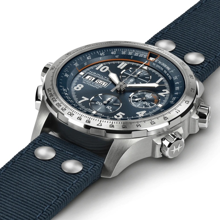 Hamilton,Khaki Aviation 45mm,45mm,Stainless Steel,Blue,Automatic,Chronograph,Date,Day,H77906940