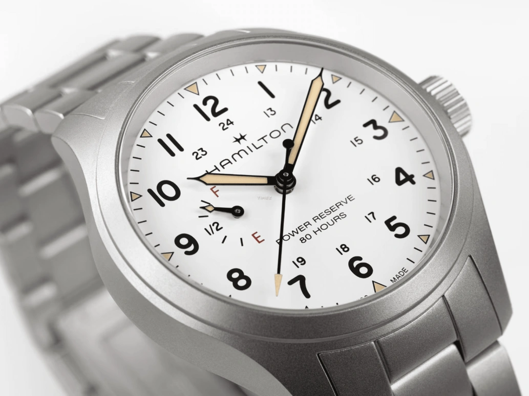 Hamilton,Khaki Field 40mm,40mm,Stainless Steel,White,Handwound,Power Reserve Indicator,80hours,H69509110