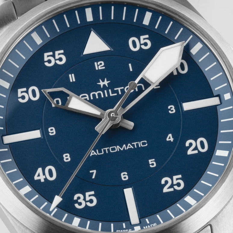Hamilton,Khaki Aviation 39mm,39mm,Stainless Steel,Blue,Automatic,80hours,In-house Caliber,H76305140