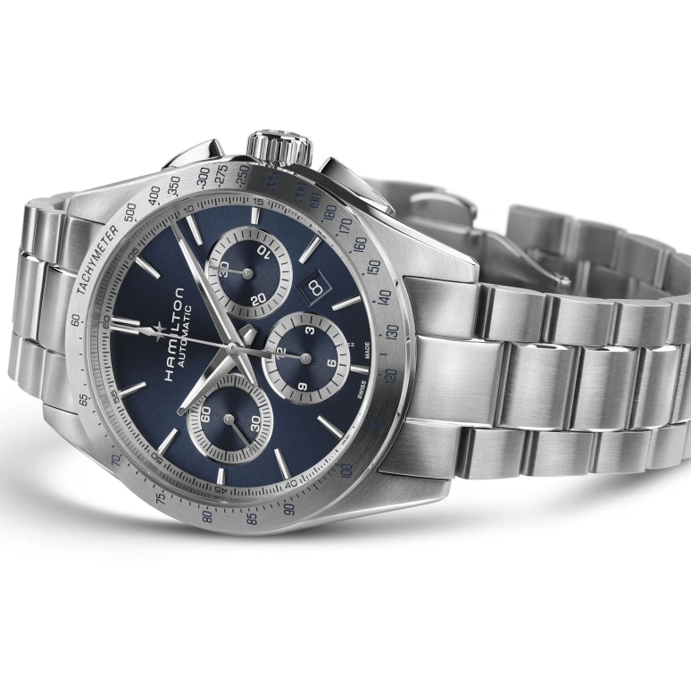 Hamilton,Jazzmaster 42mm,42mm,Stainless Steel,Blue,Automatic,Chronograph,Day,H36616140