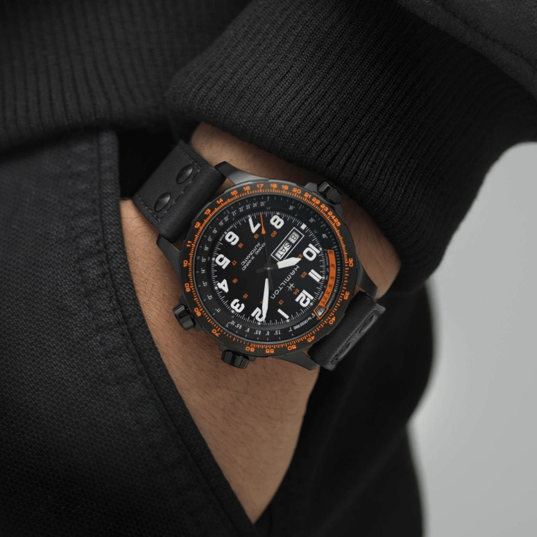 Hamilton,Khaki Aviation 45mm,45mm,Stainless Steel,Black,Automatic,Chronograph,Date,Day,H77785733