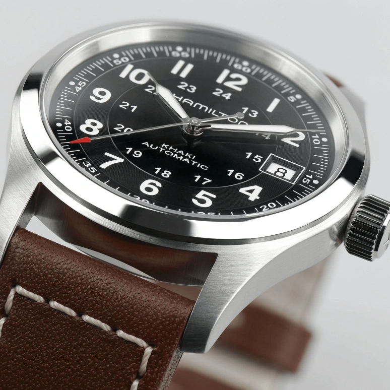 Hamilton,Khaki Field 38mm,38mm,Stainless Steel,Black,Automatic,Date,80hours,H70455533