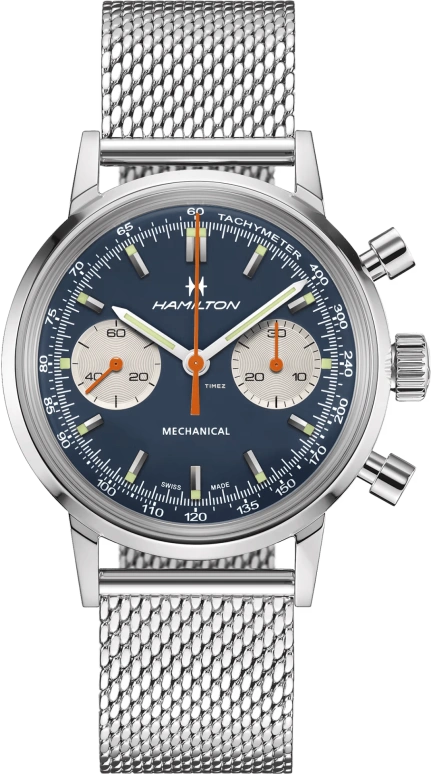 Hamilton,American Classic 40mm,40mm,Stainless Steel,Blue,Handwound,Chronograph,60hours,H38429541