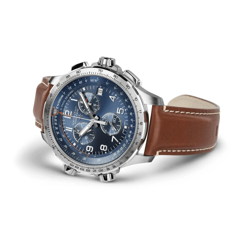 Hamilton,Khaki Aviation 46mm,46mm,Stainless Steel,Blue,Quartz,Chronograph,Date,Rattrapante,H77922541