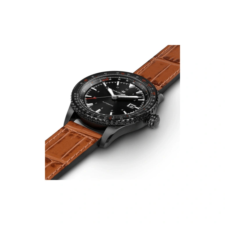 Hamilton,Khaki Aviation 42mm,42mm,Stainless Steel,Black,Automatic,Date,80hours,H76625530