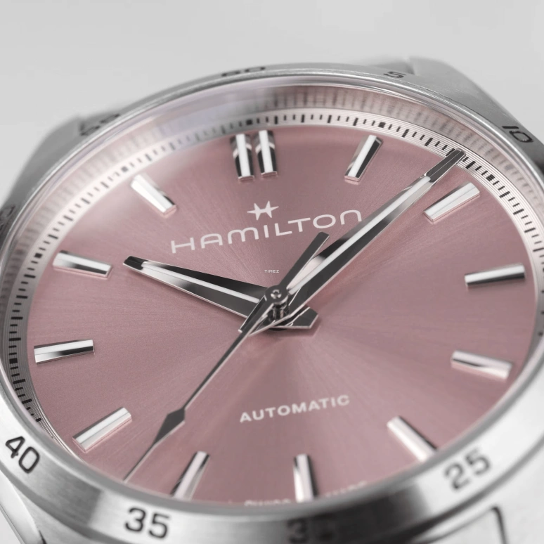Hamilton,Jazzmaster 34mm,34mm,Stainless Steel,Pink Red,Automatic,Sapphire,Glass,Tonneau,H36105171