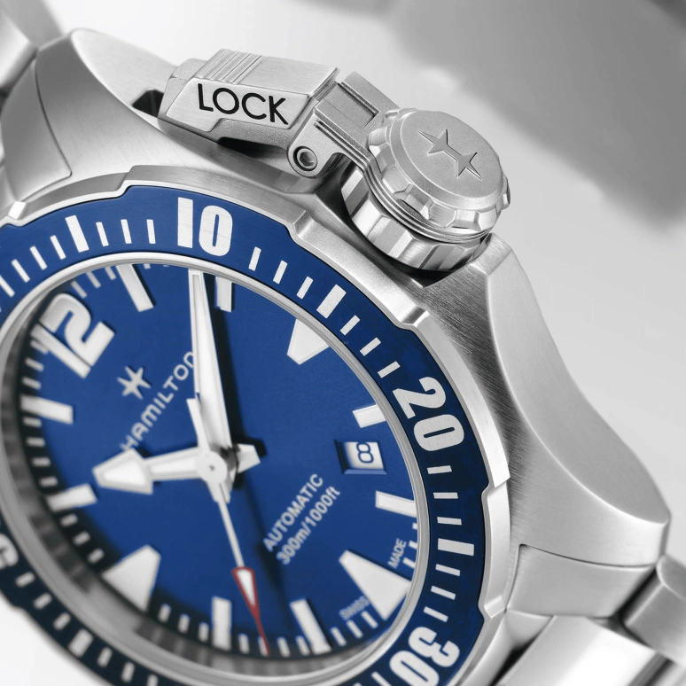 Hamilton,Khaki Navy 42mm,42mm,Stainless Steel,Blue,Automatic,Date,80hours,H77705145