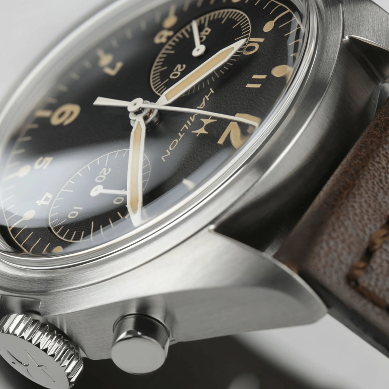 Hamilton,Khaki Aviation 40mm,40mm,Stainless Steel,Black,Handwound,Chronograph,60hours,H76409530
