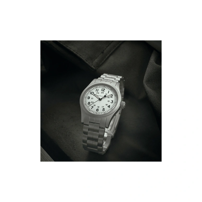 Hamilton,Khaki Field 38mm,38mm,Stainless Steel,White,Handwound,Day,80hours,H69439111