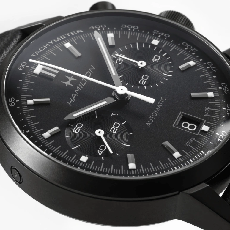 Hamilton,American Classic 40mm,40mm,Stainless Steel,Black,Automatic,Chronograph,Day,H38446730