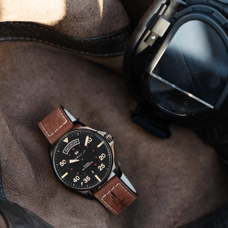 Hamilton,Khaki Aviation 42mm,42mm,Stainless Steel,Black,Automatic,Date,Day,H64605531