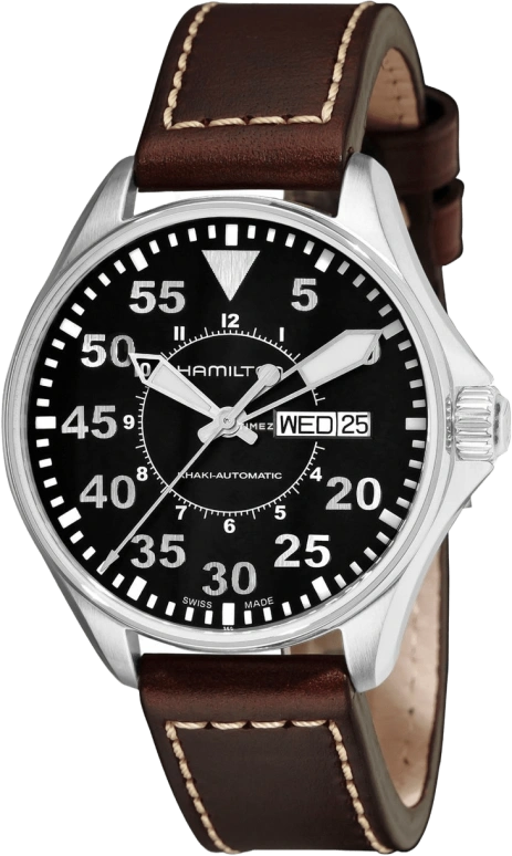 Hamilton,Khaki Aviation 42mm,42mm,Stainless Steel,Black,Handwound,H64425535