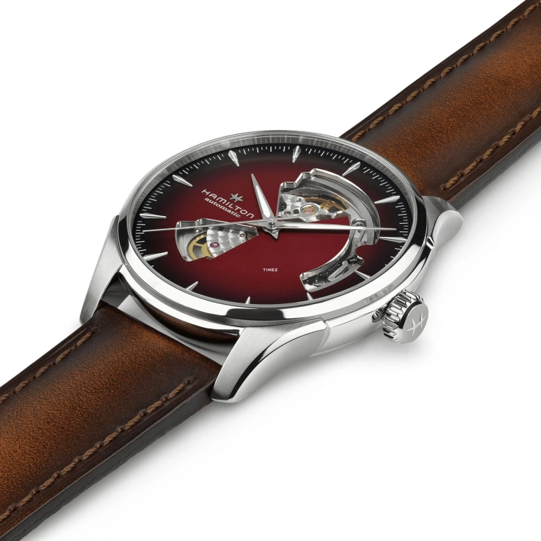 Hamilton,Jazzmaster 40mm,40mm,Stainless Steel,Burgundy,Automatic,Sapphire,Glass,Tonneau,H32675570