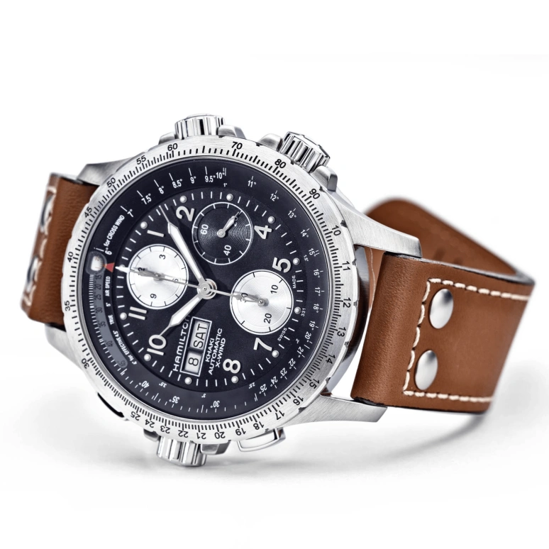 Hamilton,Khaki Aviation 44mm,44mm,Stainless Steel,Black,Automatic,Chronograph,Date,Day,H77616533