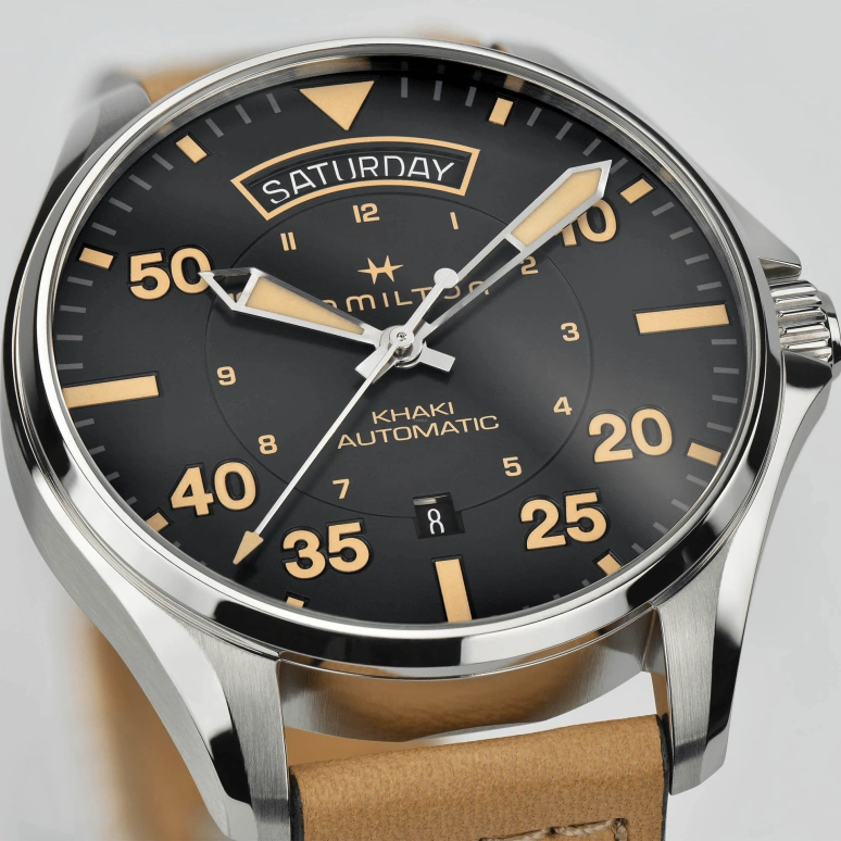 Hamilton,Khaki Aviation 42mm,42mm,Stainless Steel,Black,Automatic,Date,Day,H64645531