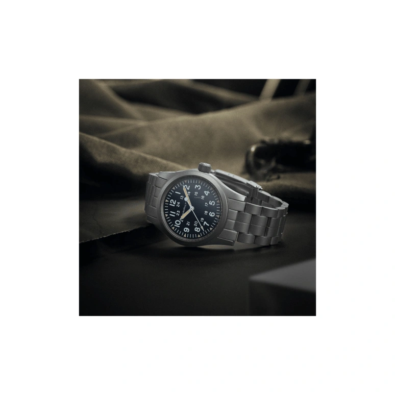 Hamilton,Khaki Field 38mm,38mm,Stainless Steel,Black,Handwound,Day,80hours,H69439131