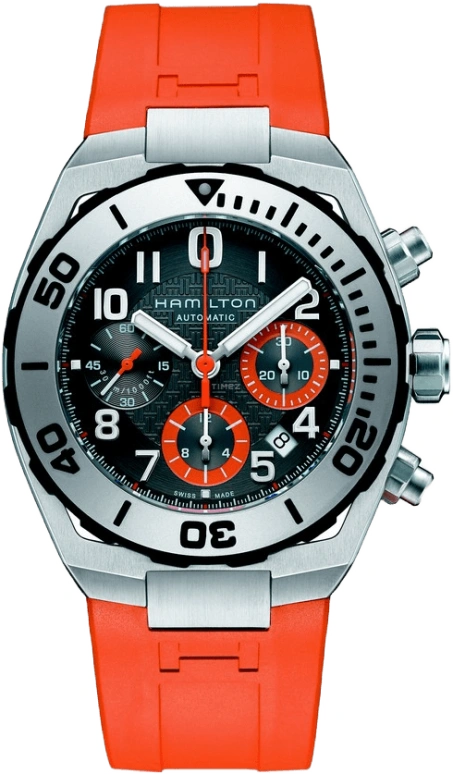Hamilton,Khaki Navy 43mm,43mm,Stainless Steel,Black,Automatic,Chronograph,Day,H78716983
