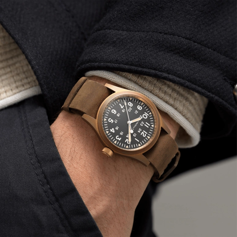 Hamilton,Khaki Field 38mm,38mm,Titanium,Bronze,Black,Handwound,Day,80hours,H69459530