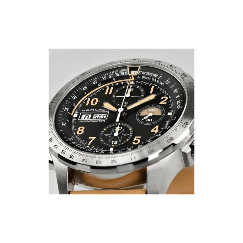 Hamilton,Khaki Aviation 45mm,45mm,Stainless Steel,Black,Automatic,Chronograph,Date,Day,H77796535